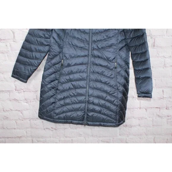 LL Bean Ultralight 850 Down Hooded Coat Three Quarter Length Mariner Blue XL - Picture 3 of 11